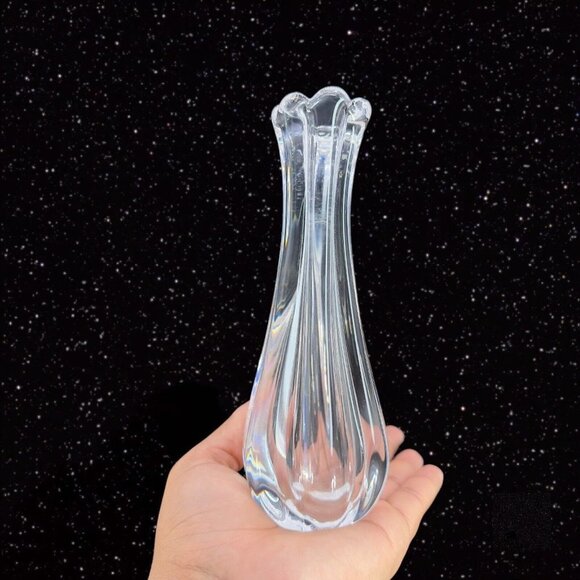 Vintage Orrefors Clear Glass Crystal Vase Hand Made In Sweden Flower Shaped 7.5" - Picture 3 of 13